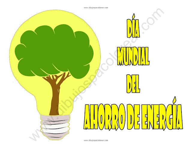 Día Mundial del Ahorro de Energía dibujo a color y para colorear